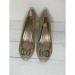 BCBGeneration High Heel BCBG Pumps Nude Beige Tan patent Leather Size 10